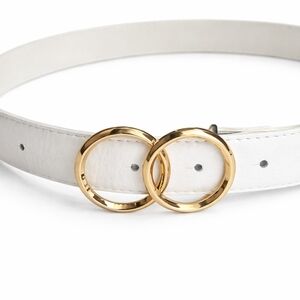 Vince Camuto Elegant White Belt with Gold Buckle
